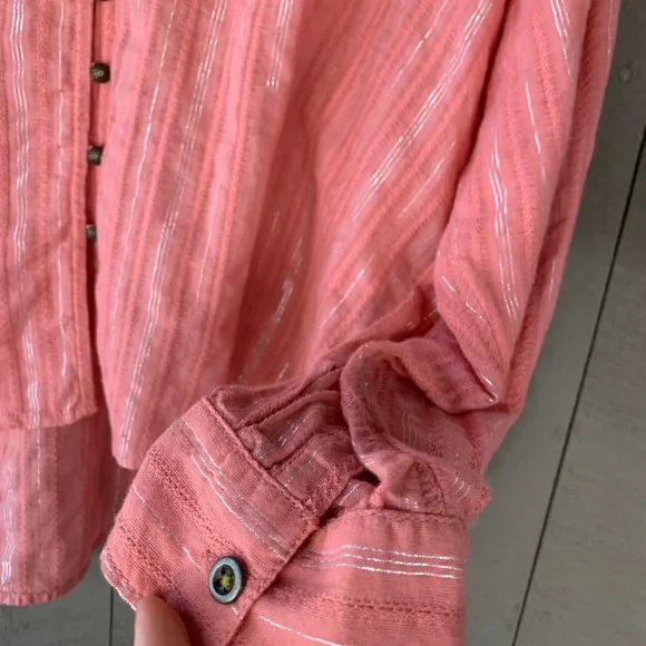 Pilcro Pink Long Sleeve Button Down Blouse - Picture 6 of 11
